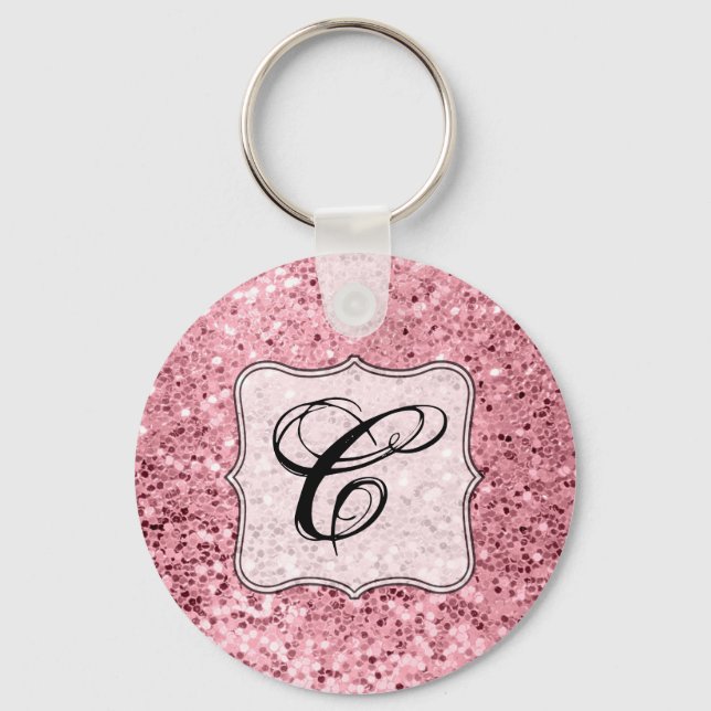 Personalisierter Key Chain Rose Gold Glitzer Schlüsselanhänger (Vorderseite)