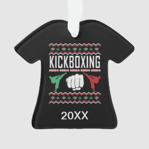 Personalisierter Kickboxing Ugly Christmas Sweater Ornament