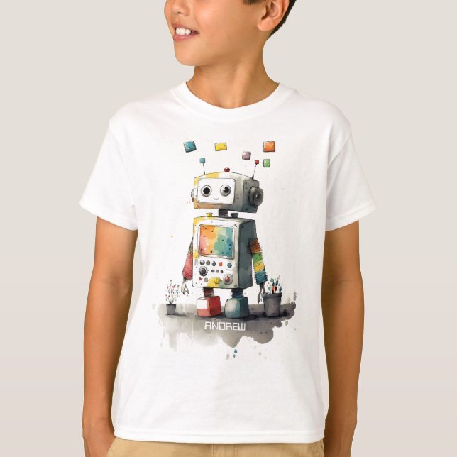 Personalisierter Kids-Roboter T-Shirt (Vorderseite)