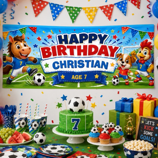 Personalisierter Kinder-Fußball-Geburtstag Banner (Von Creator hochgeladen)