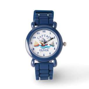 Personalisierter Kinder-Schiffs Kapitän Armbanduhr