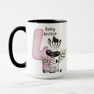 Personalisierter Kinder-Zebratassen-Name 4. Geburt Tasse