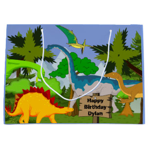 Personalisierter Kinderdinosaurier-Geburtstag Große Geschenktüte