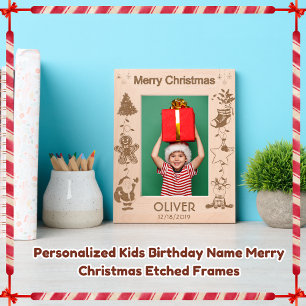 Personalisierter Kindergeburtstag Name Merry Chris Geätzte Rahmen