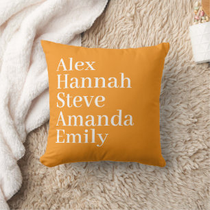 Personalisierter Kindername moderne Familie Orange Kissen