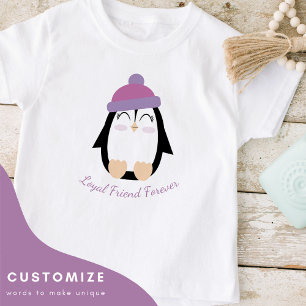 Personalisierter Kinderpinguin (rosa) T-Shirt