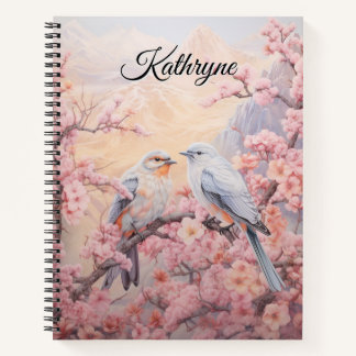 Personalisierter Kirschblütenvogel Notizbuch