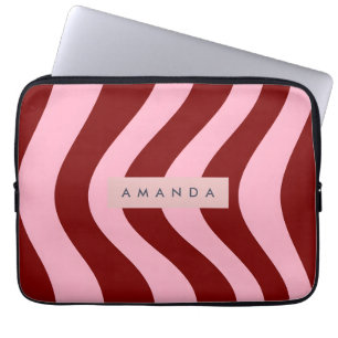 Personalisierter Kirschroter und Rosa Wellig gestr Laptopschutzhülle