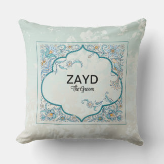 Personalisierter Kissen | Blue Arabesque Floral