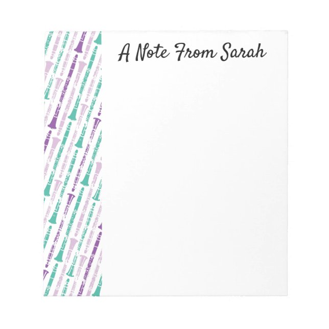 Personalisierter Klarinettenspielertitel Notizblock (Vorderseite)