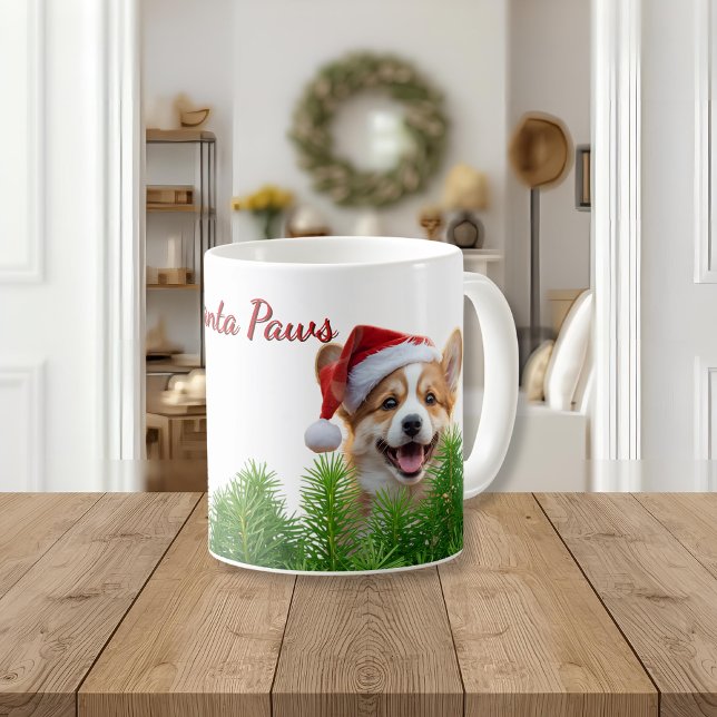 Personalisierter Klassiker-Mug – Santa Paws Corgi  Kaffeetasse (Von Creator hochgeladen)