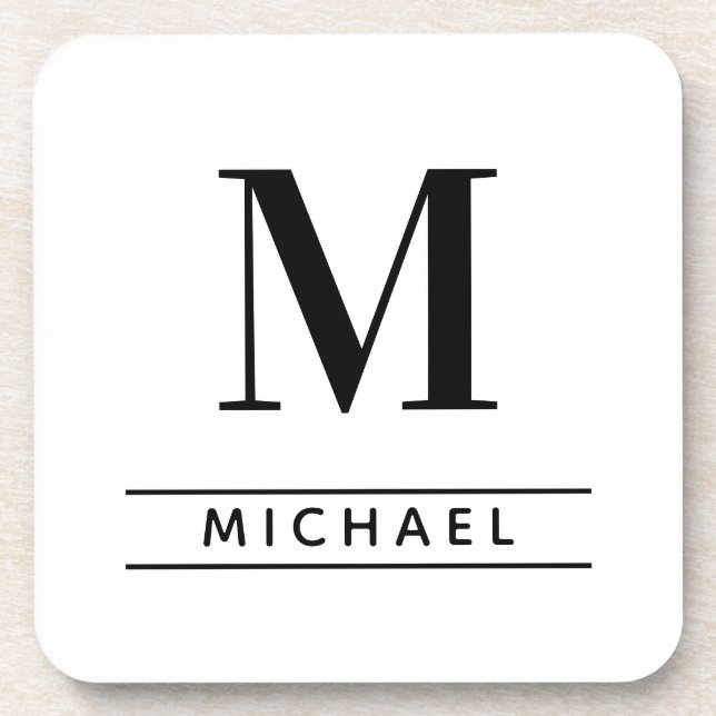Personalisierter klassischer Blk Monogram Starfish Getränkeuntersetzer (Vorderseite)