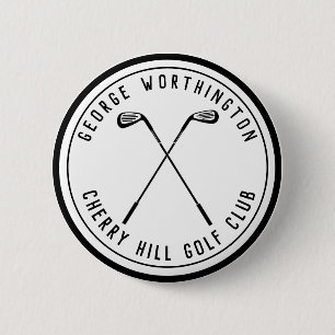 Personalisierter klassischer Golfclub in Schwarz Button
