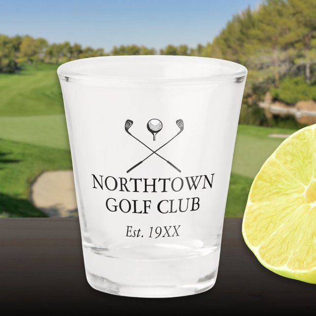 Personalisierter klassischer Golfclub-Name Schnapsglas (Personalized Classic Golf Club Name Shot Glass)