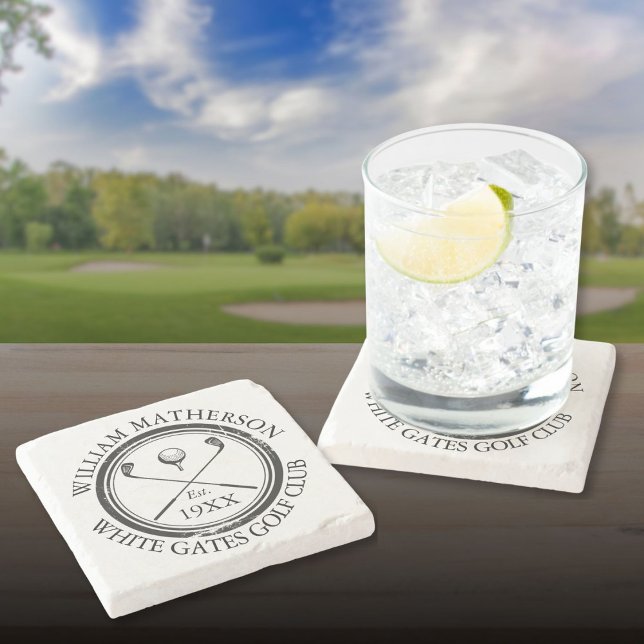 Personalisierter klassischer Golfclub-Name Steinuntersetzer (Personalized Classic Golf Club Name Stone Coaster)
