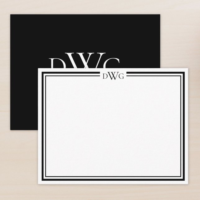 Personalisierter Klassischer Monogramm-Initial-Nam Mitteilungskarte (Von Creator hochgeladen)
