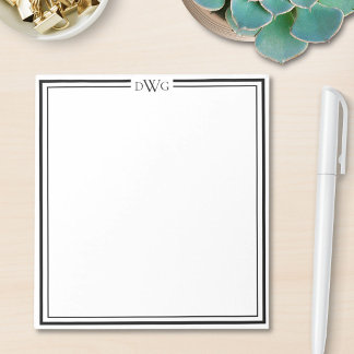 Personalisierter klassischer Monogramm-Initial-Nam Notizblock