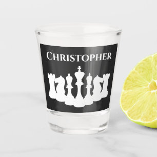 Personalisierter klassischer Schachschnitt King Schnapsglas