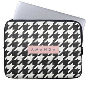 Personalisierter Klassischer Schwarz-Weiß-Hahnentr Laptopschutzhülle