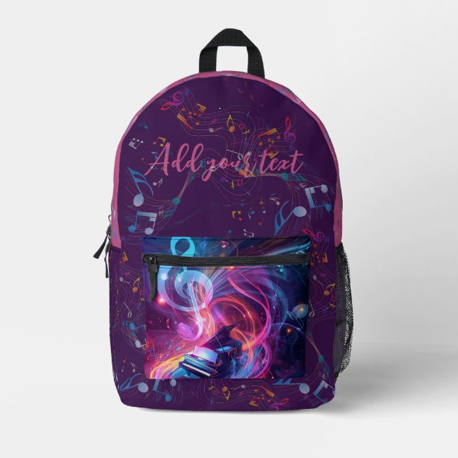 Personalisierter Klavier-Rucksack - Namen oder Tex Bedruckter Rucksack (Vorderseite)