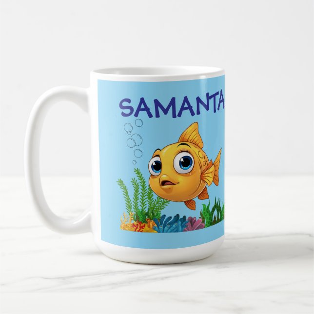 Personalisierter Kleiner Fisch Klassischer Becher Kaffeetasse (Links)
