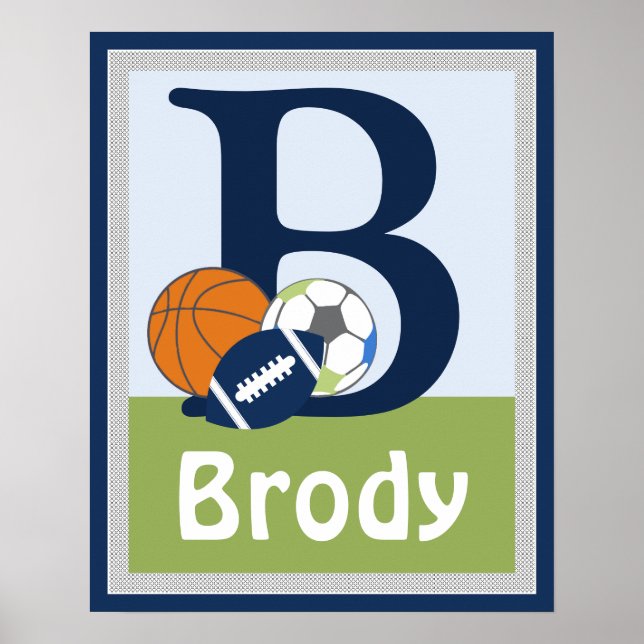 Personalisierter Kleiner Sportspieler Name Poster (Vorne)