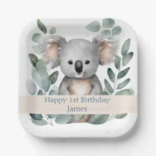 Personalisierter Koala Bär Geburtstag Pappteller