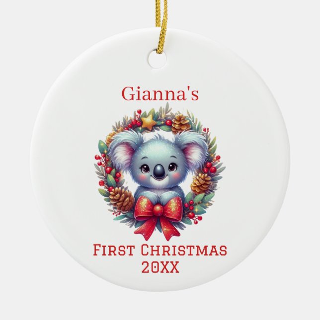 Personalisierter Koala-Bär Keramik Ornament (Vorne)
