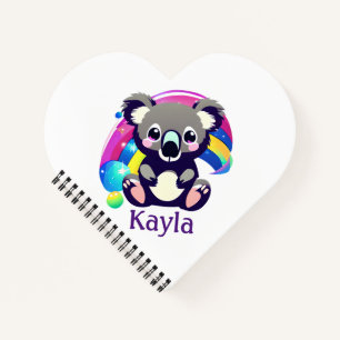 Personalisierter Koala-Bär und Regenbogen Notizbuch