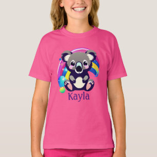 Personalisierter Koala-Bär und Regenbogen T-Shirt