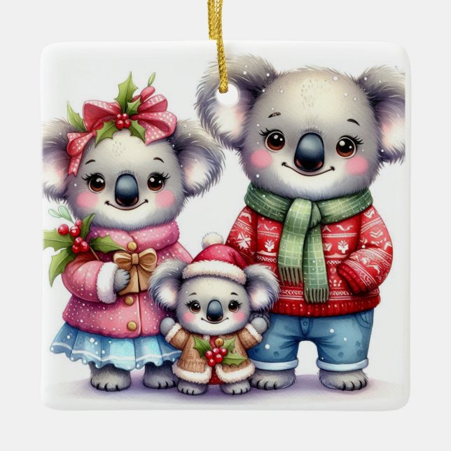 Personalisierter Koala Bär Weihnachten Keramikornament (Vorderseite)