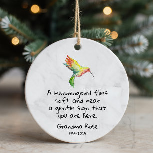 Personalisierter Kolibrispruch Gedenkstätte Keramik Ornament