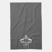 Personalisierter Kopf Koch graues Küchentuch