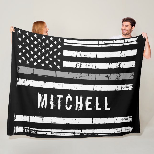 Personalisierter Korrektor mit dünner grauer Linie Fleecedecke (Beispiel)