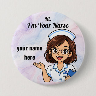 Personalisierter Krankenpfleger mit Brille Namenss Button