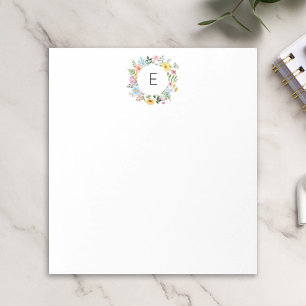 Personalisierter Kranz aus Wildblumen mit Monogram Notizblock