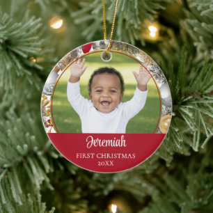 Personalisierter Kranz ERSTES WEIHNACHTEN Keramik Ornament