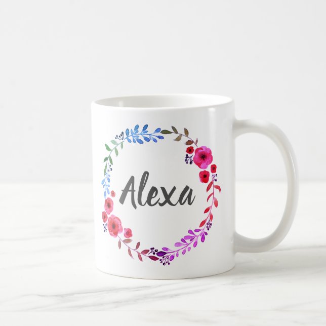 Personalisierter Kranz-Kranz für botanische Blume Kaffeetasse (Rechts)
