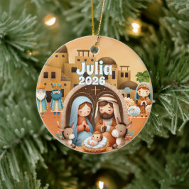 Personalisierter Krippen-Weihnachtsschmuck Keramik Ornament