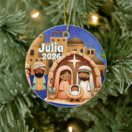Personalisierter Krippen-Weihnachtsschmuck Keramik Ornament