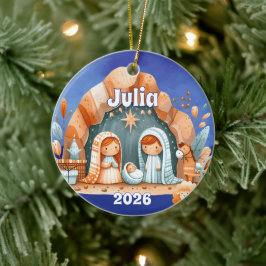 Personalisierter Krippen-Weihnachtsschmuck Keramik Ornament