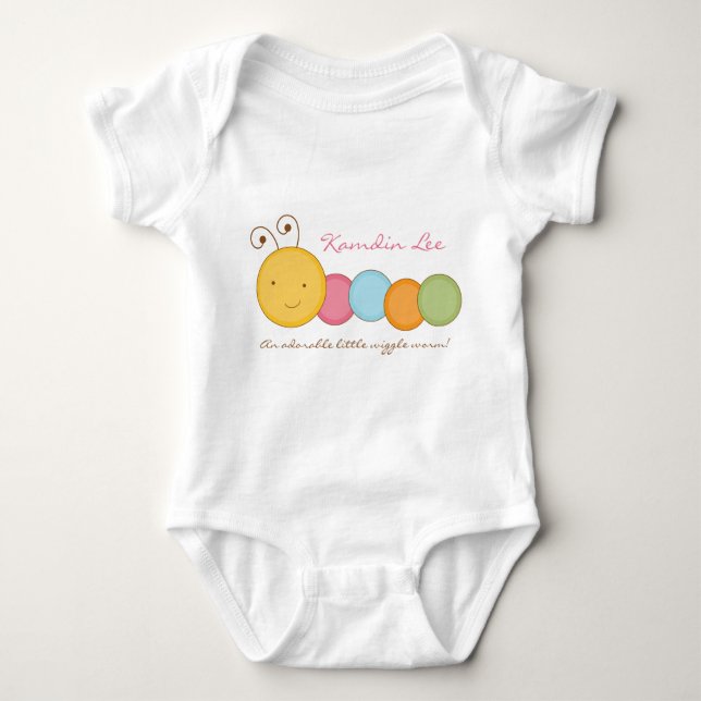 Personalisierter kundenspezifischer Wurm-Baby eins Baby Strampler (Vorderseite)