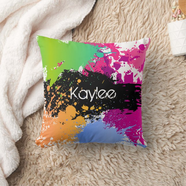 Personalisierter Künstlerfarbsplash Kissen (Decke)