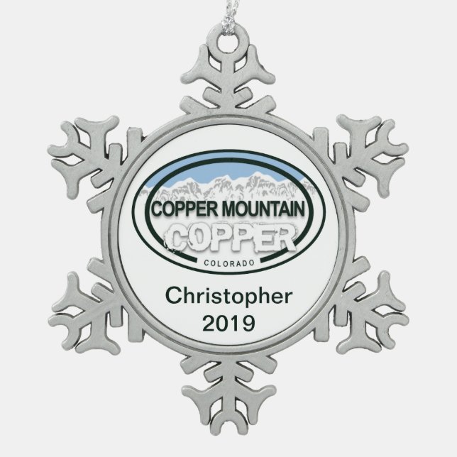 Personalisierter Kupferberg Colorado Weihnachten Schneeflocken Zinn-Ornament (Vorderseite)