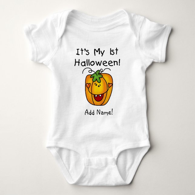 Personalisierter Kürbis-1. Halloween-Strampler Baby Strampler (Vorderseite)