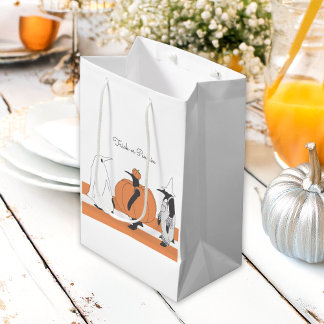 Personalisierter Kürbis Pinguin Lustiger Halloween Mittlere Geschenktüte