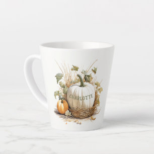 Personalisierter Kürbisfeld-Weißkürbis Herbst Milchtasse
