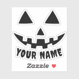Personalisierter KürbisHalloween Name Black & Whit Aufkleber