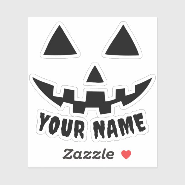 Personalisierter KürbisHalloween Name Black & Whit Aufkleber (Blatt)