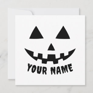Personalisierter KürbisHalloween Name Black & Whit Feiertagskarte